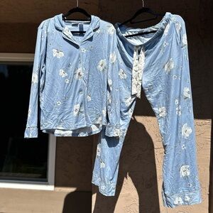 Blue Floral Pajama Set
